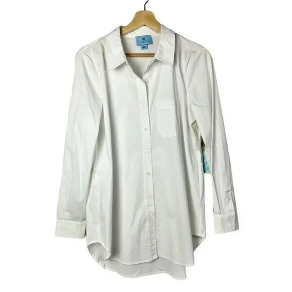 Cece White Romantic Voyage Long Sleeve Button Down M - Picture 1 of 4